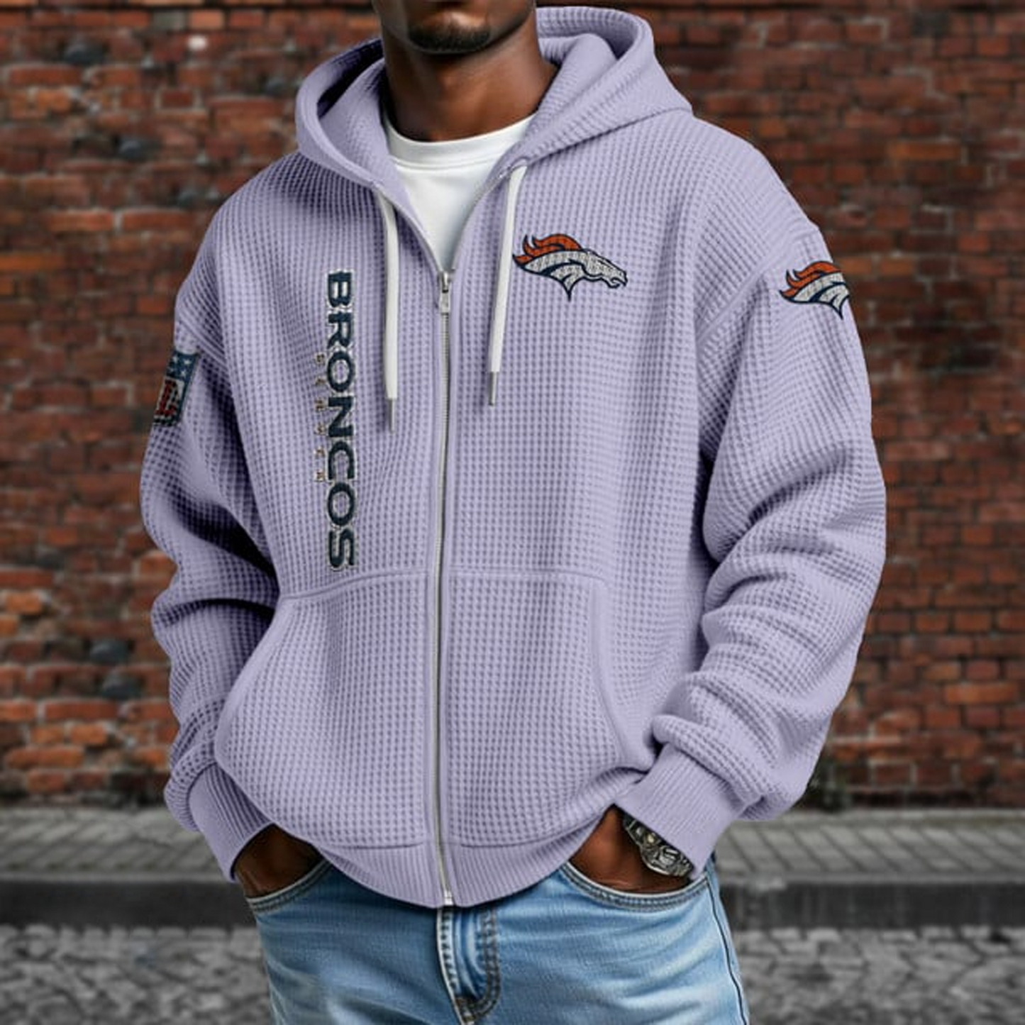 DEN X NFL Textured Lounge Zip-up Hoodie NAK NHT