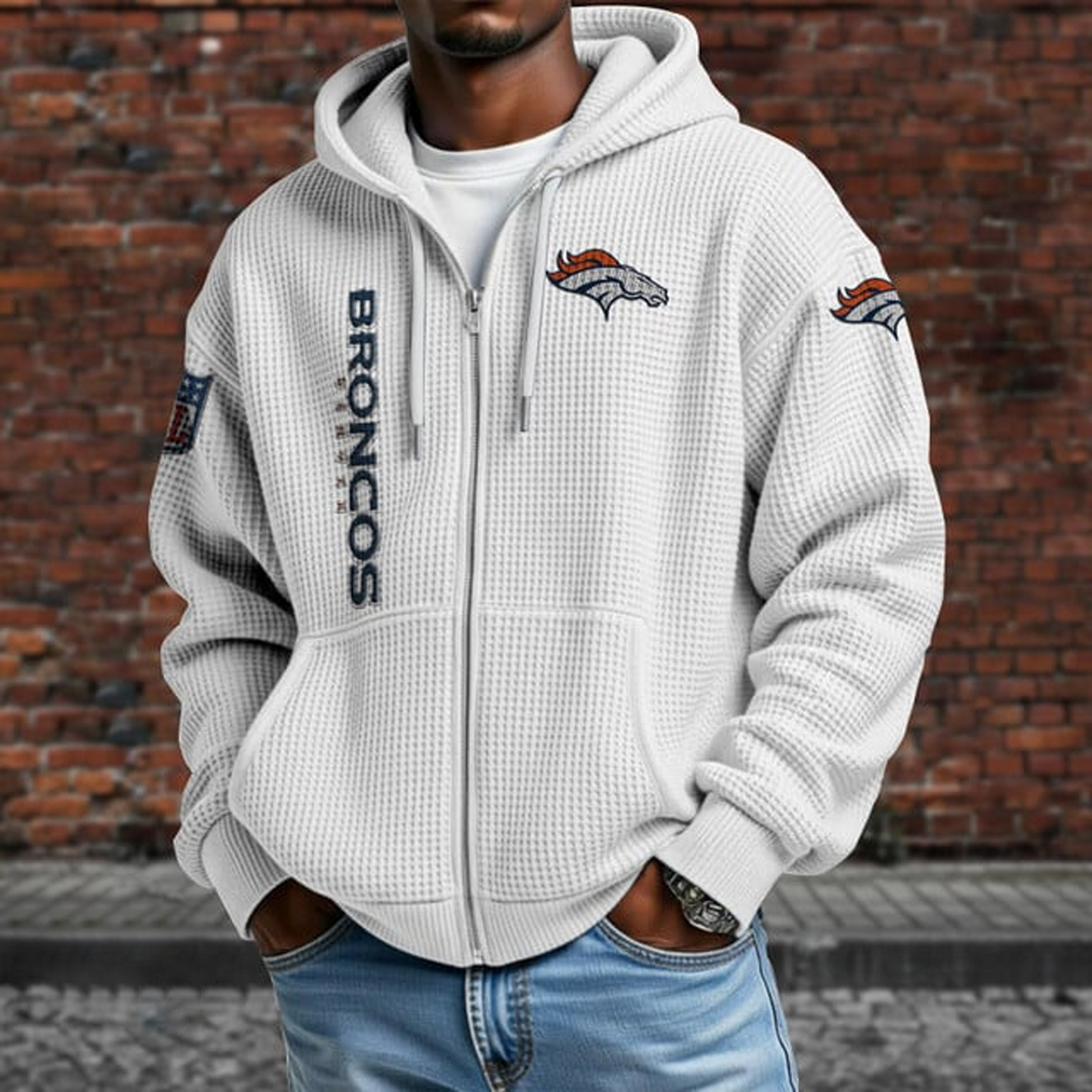 DEN X NFL Textured Lounge Zip-up Hoodie NAK NHT