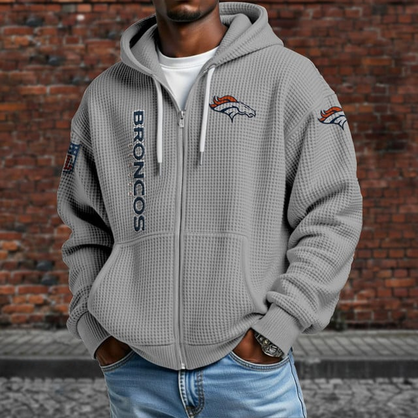 DEN X NFL Textured Lounge Zip-up Hoodie NAK NHT