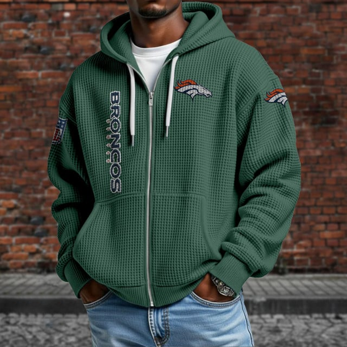 DEN X NFL Textured Lounge Zip-up Hoodie NAK NHT