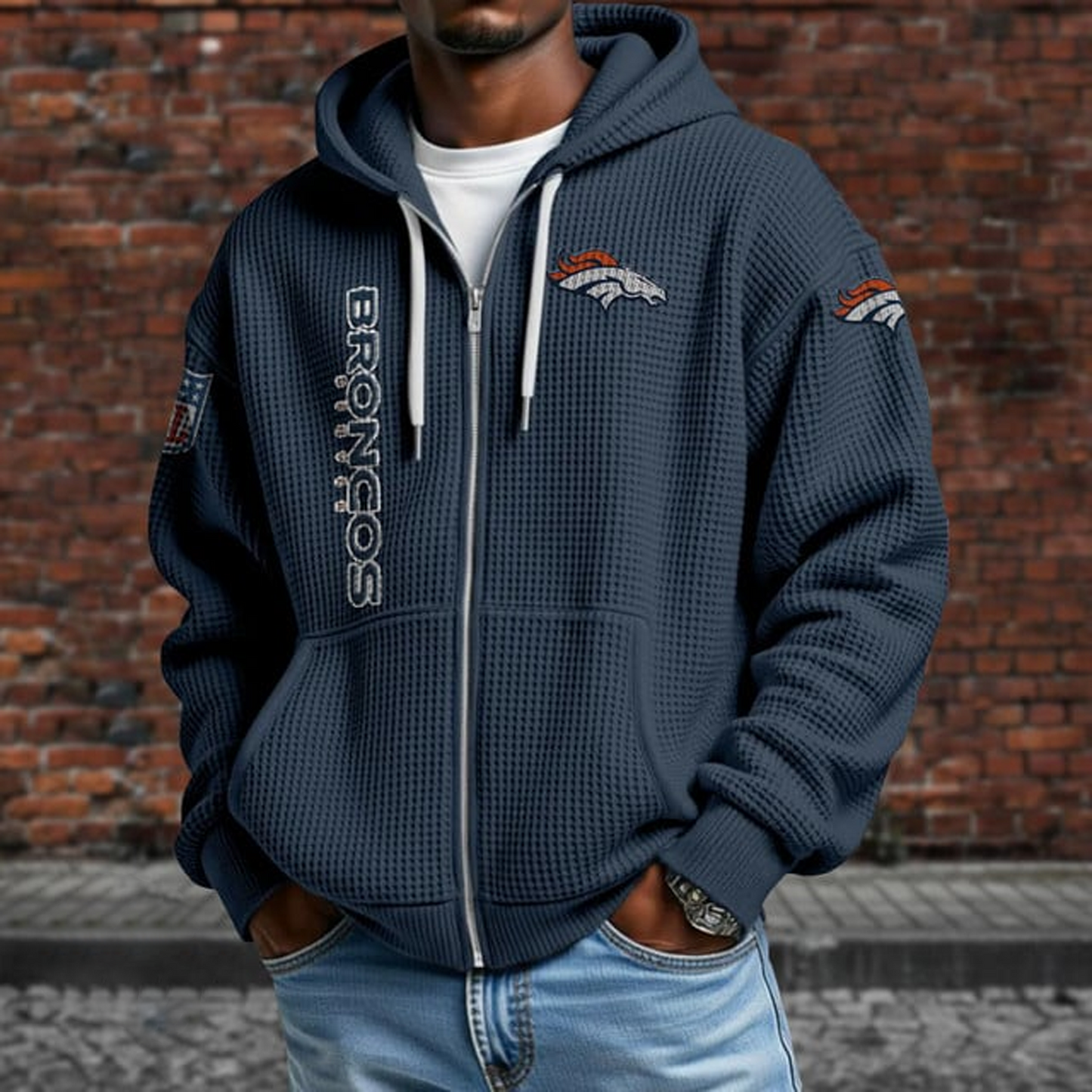 DEN X NFL Textured Lounge Zip-up Hoodie NAK NHT