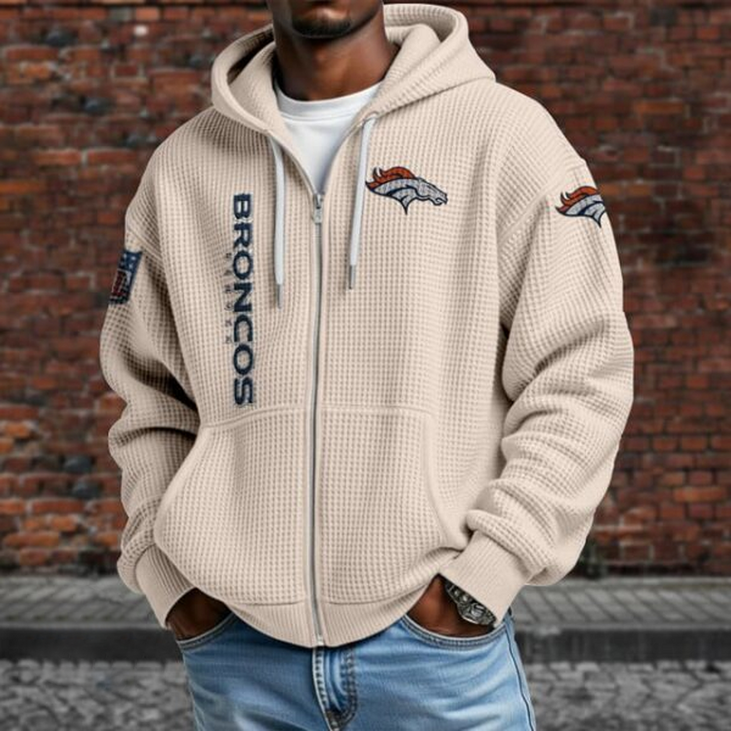 DEN X NFL Textured Lounge Zip-up Hoodie NAK NHT
