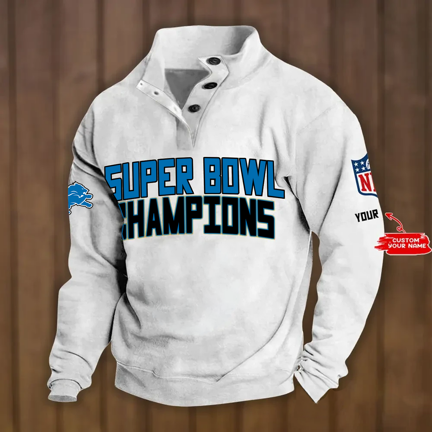 DET x NFL Double Breasted Stand Collar Hoodies DATND TANTD