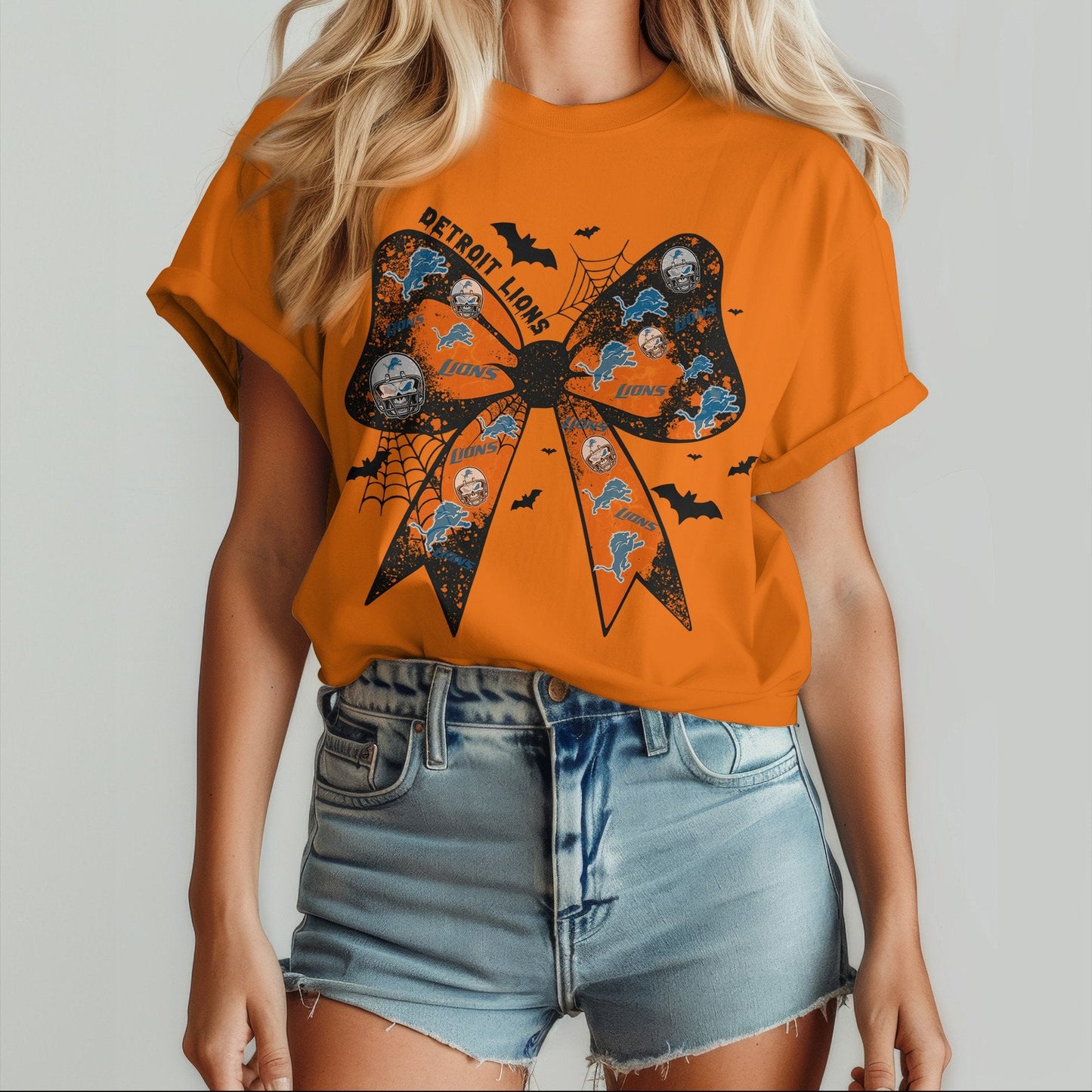 DET x NFL Halloween Bow 3D Shirt 0409 DatND DVT
