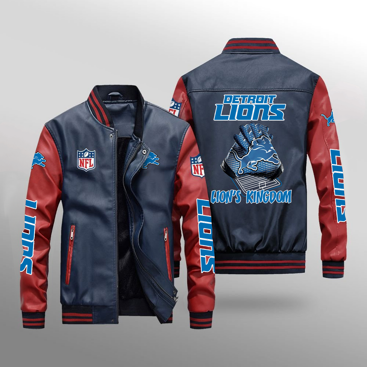 DET x NFL Leather Bomber Jacket DATND TANTD