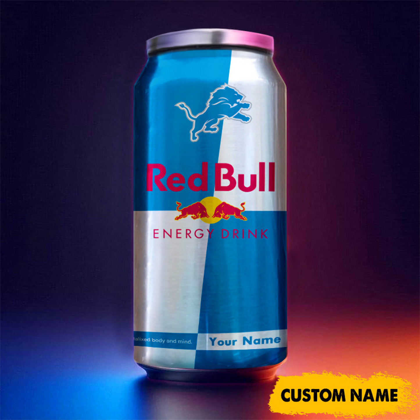 DET x NFL Mix RedB Drink Can Tumbler Custom Any Name DATND TANTD