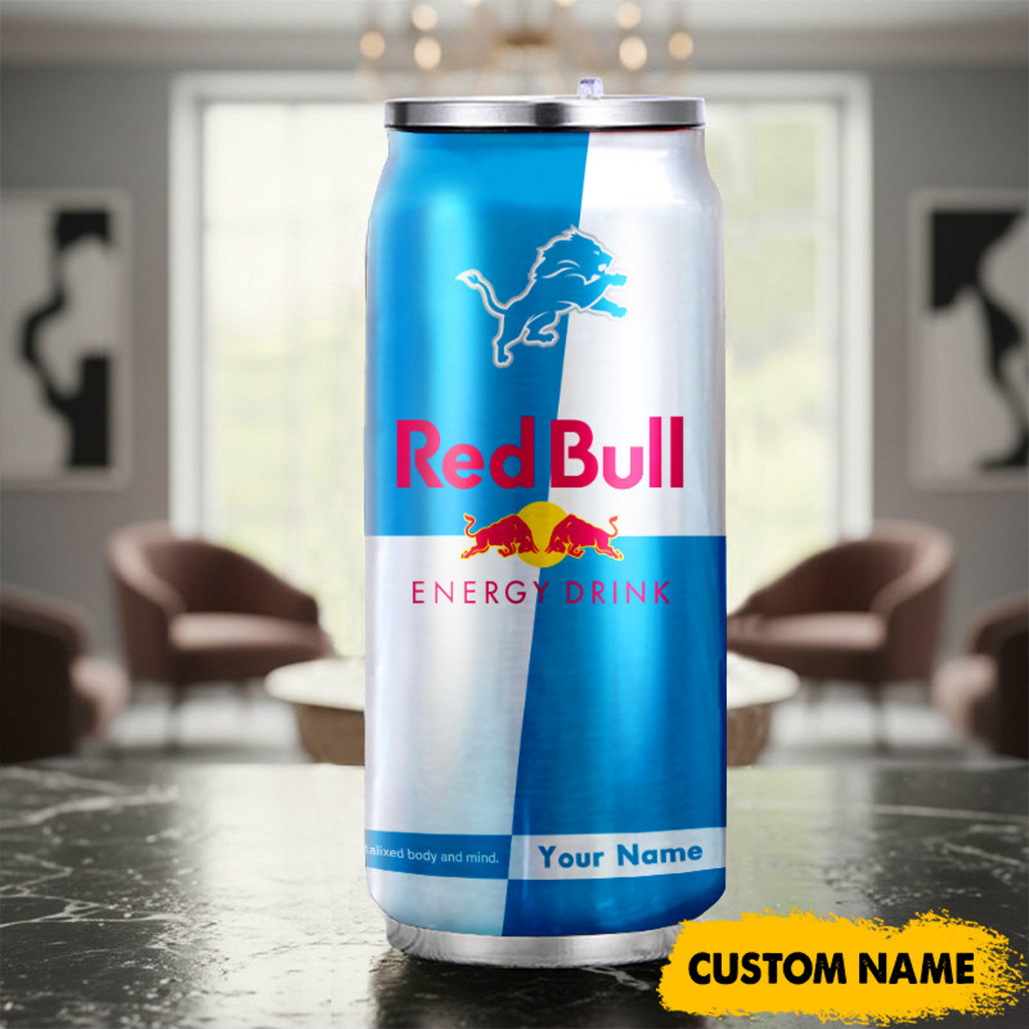DET x NFL Mix RedB Drink Can Tumbler Custom Any Name DATND TANTD