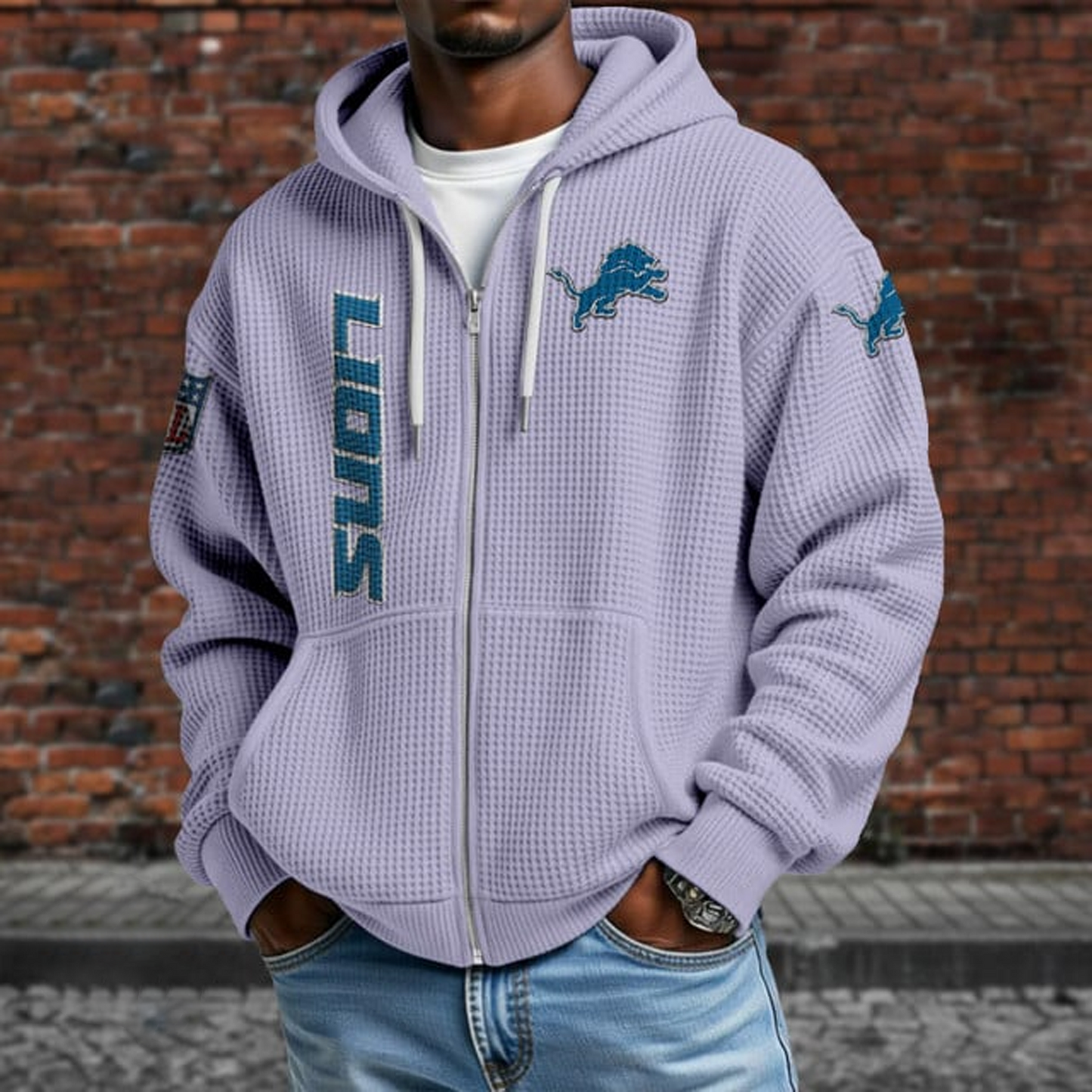 DET X NFL Textured Lounge Zip-up Hoodie NAK NHT