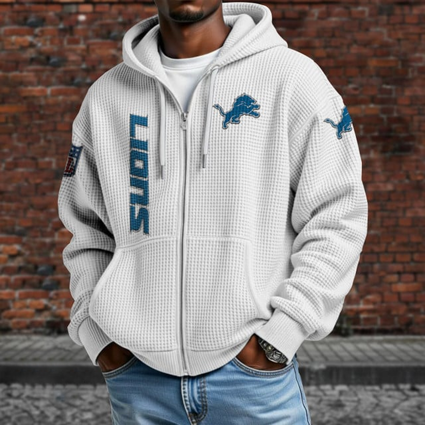 DET X NFL Textured Lounge Zip-up Hoodie NAK NHT