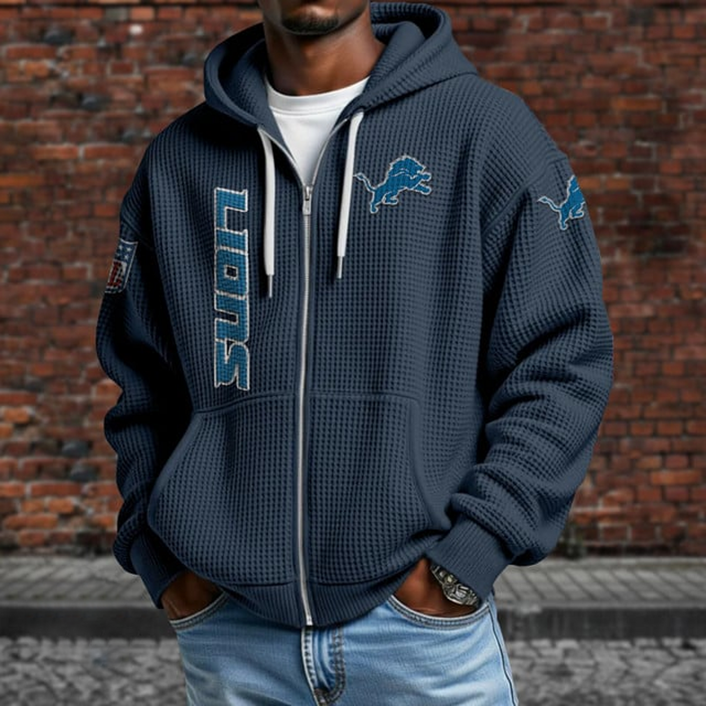 DET X NFL Textured Lounge Zip-up Hoodie NAK NHT