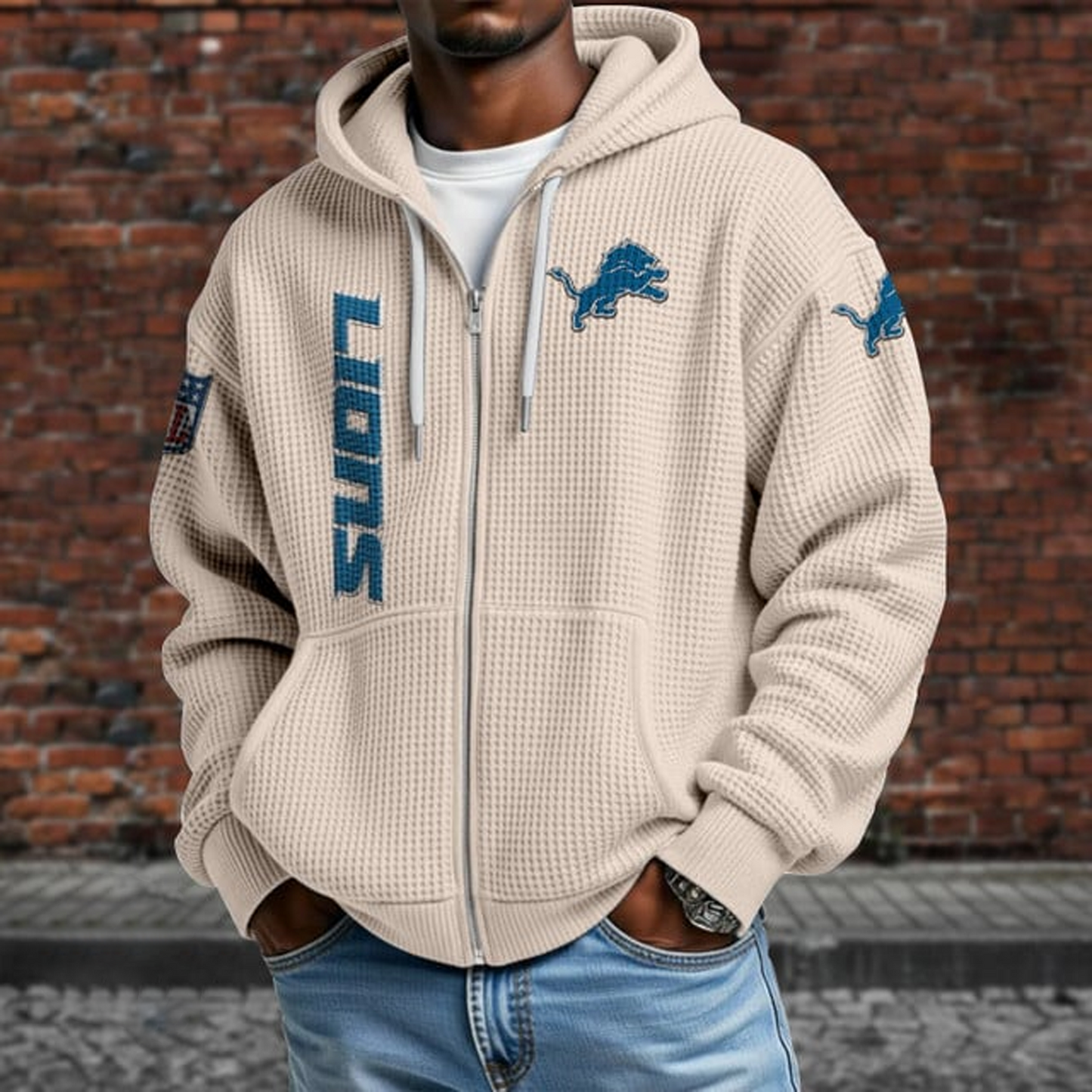 DET X NFL Textured Lounge Zip-up Hoodie NAK NHT