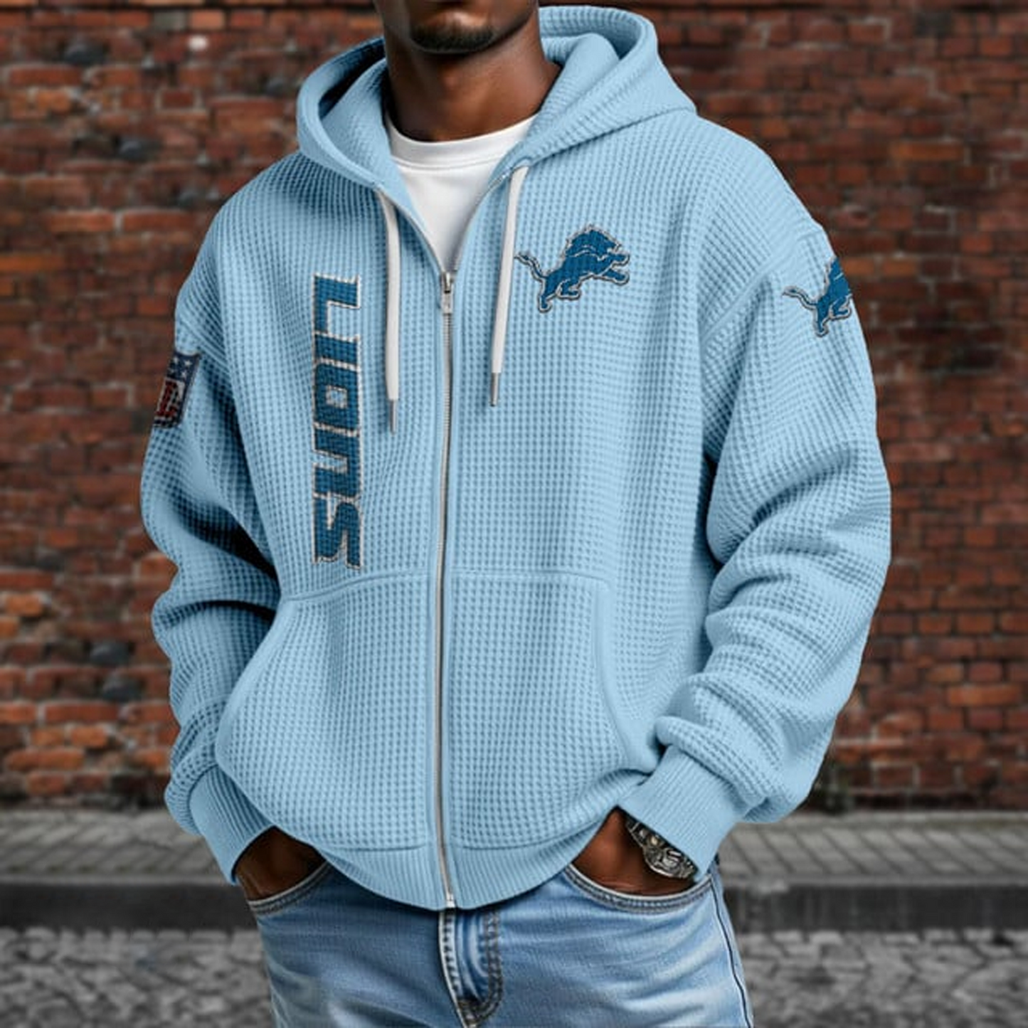 DET X NFL Textured Lounge Zip-up Hoodie NAK NHT