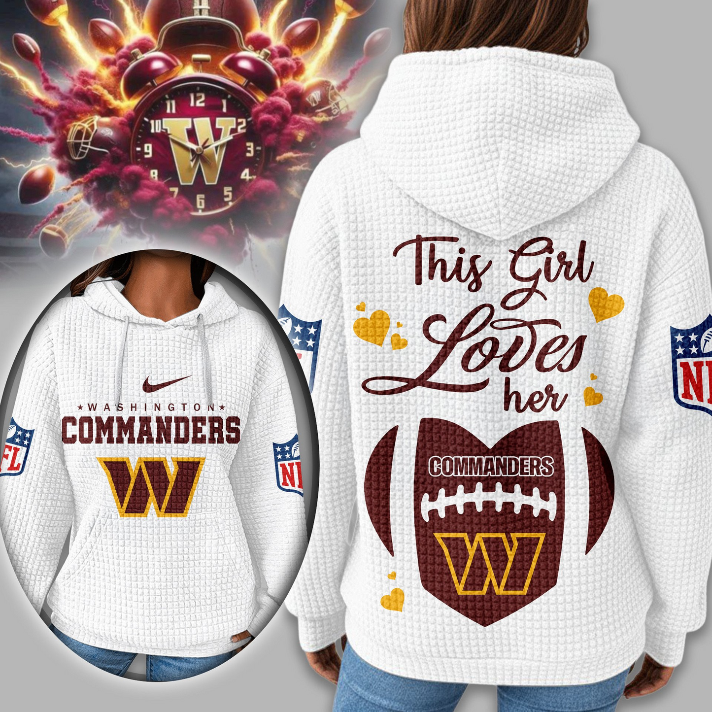 Premium NFL X WAS Game Day Waffle Hoodie NDT TDT 231125