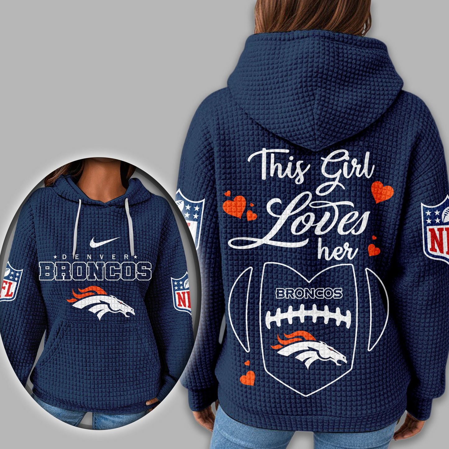 Premium NFL X DEN Game Day Waffle Hoodie NDT TDT 231125