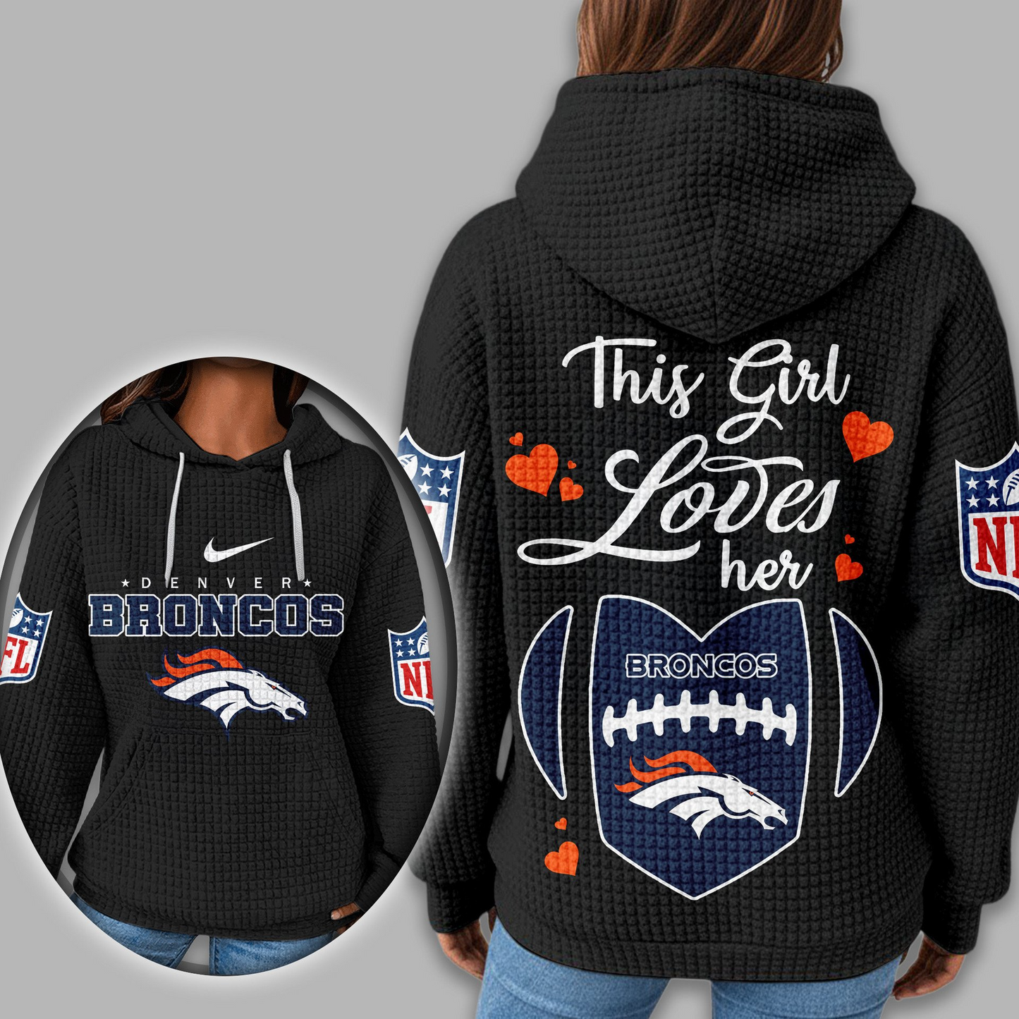 Premium NFL X DEN Game Day Waffle Hoodie NDT TDT 231125