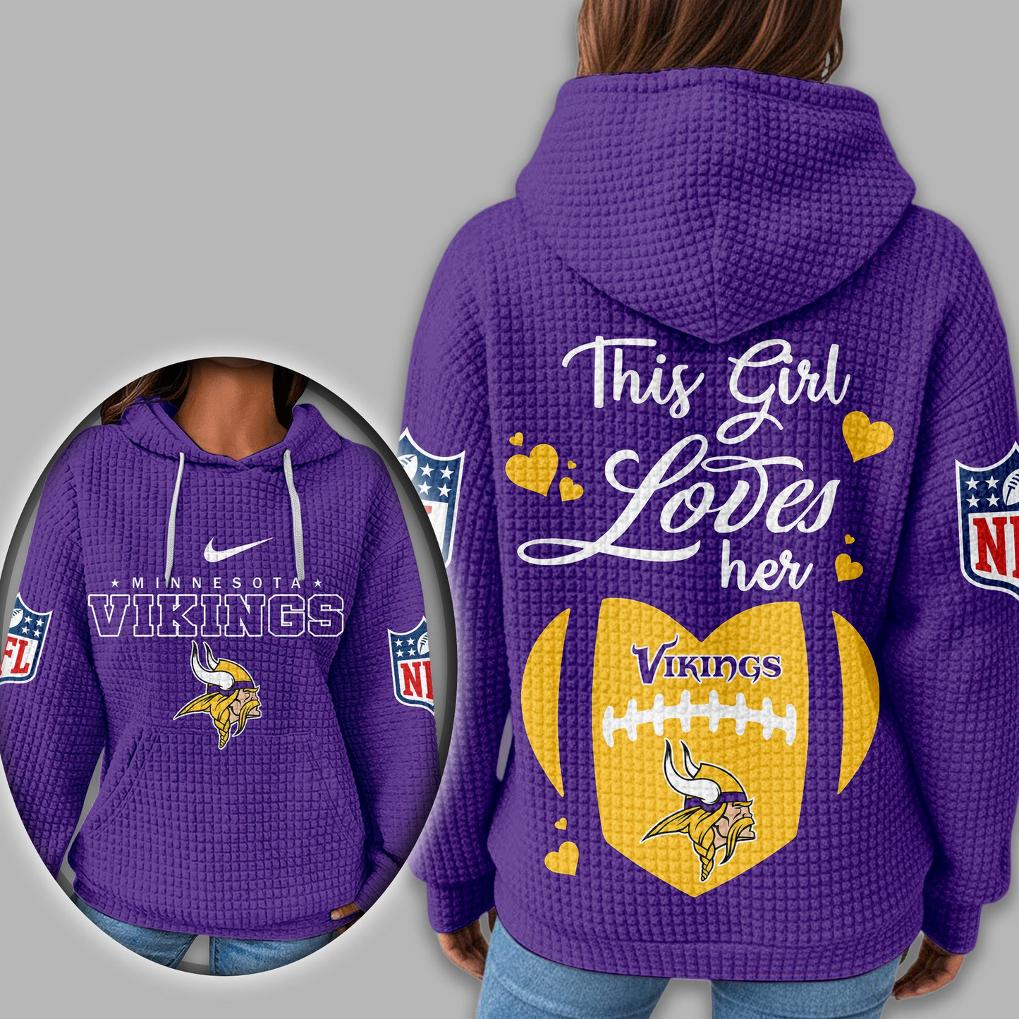 Premium NFL X VIKI  Game Day Waffle Hoodie NDT TDT 231125