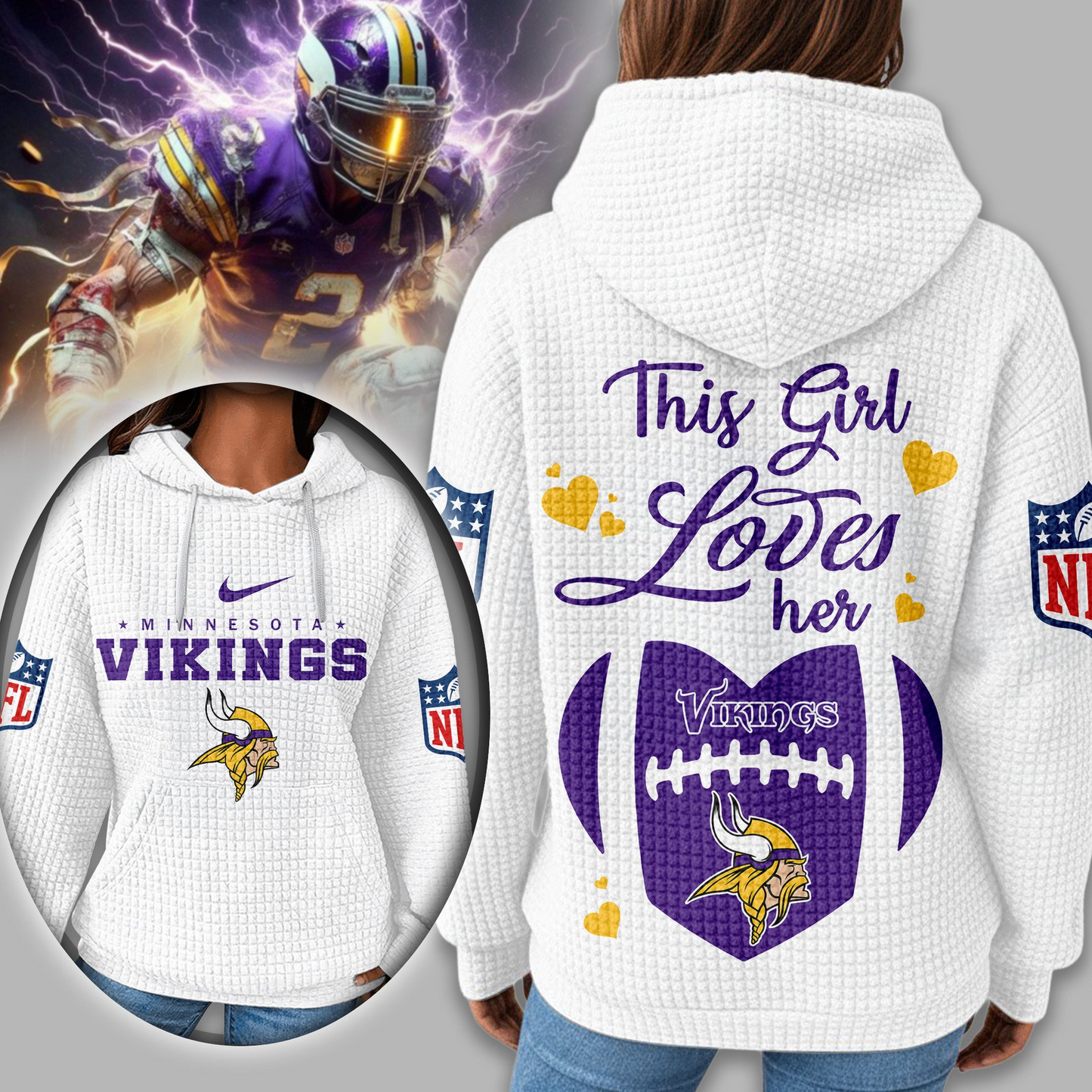 Premium NFL X VIKI  Game Day Waffle Hoodie NDT TDT 231125