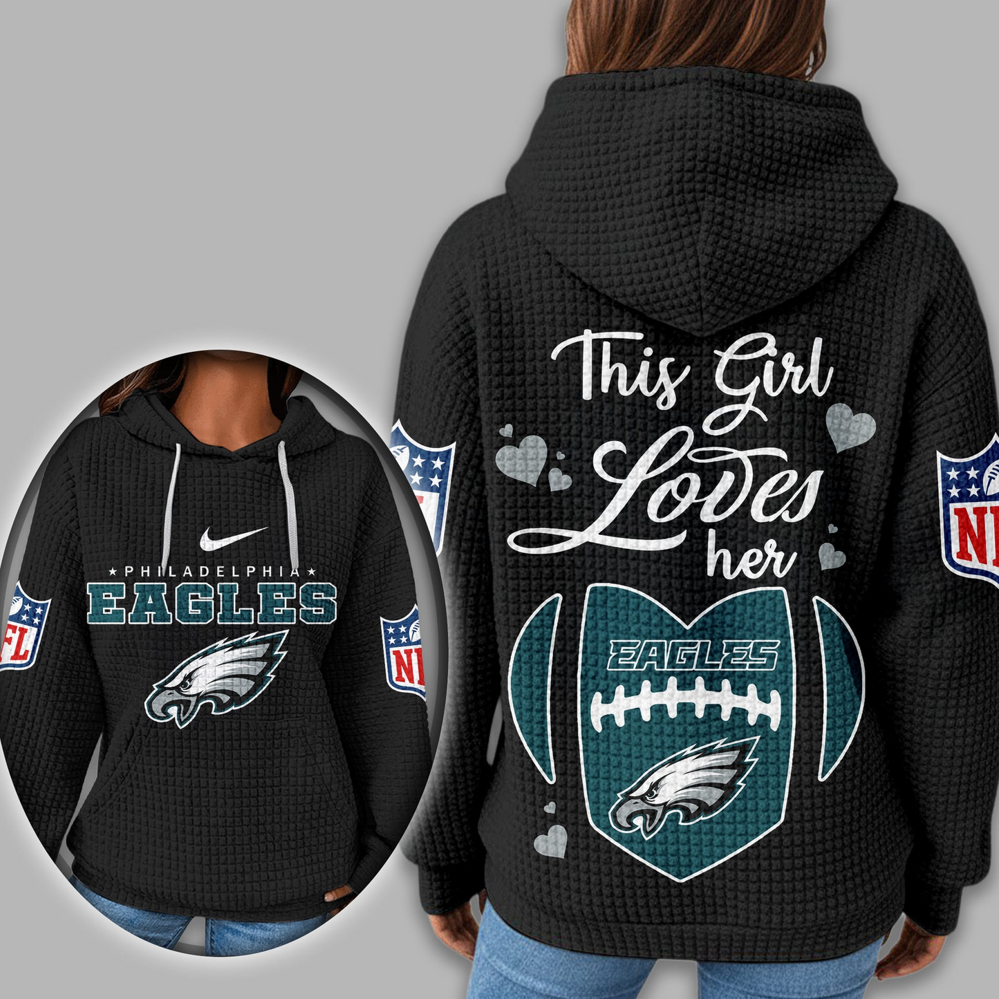 Premium NFL X PHI Game Day Waffle Hoodie NDT TDT 231125