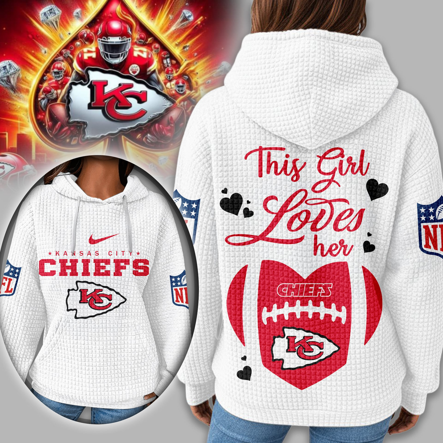 Premium NFL X KCC Game Day Waffle Hoodie NDT TDT 231125