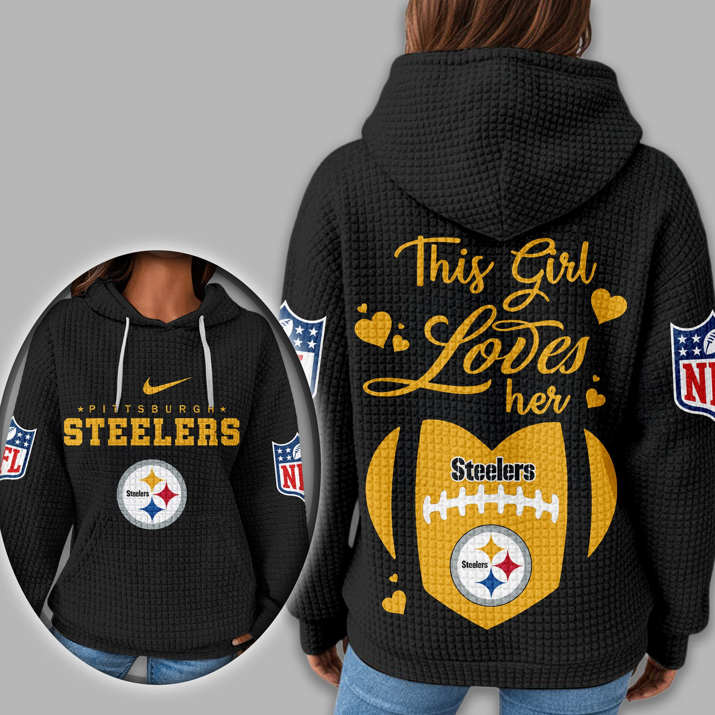 Premium NFL X PIT  Game Day Waffle Hoodie NDT TDT 231125