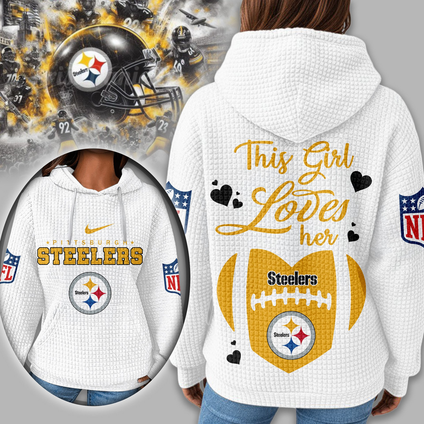 Premium NFL X PIT  Game Day Waffle Hoodie NDT TDT 231125