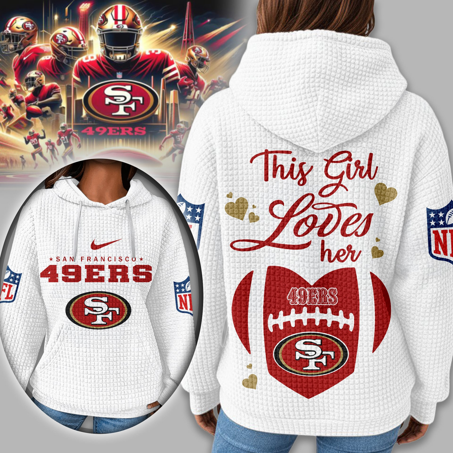 Premium NFL X SF Game Day Waffle Hoodie NDT TDT 231125