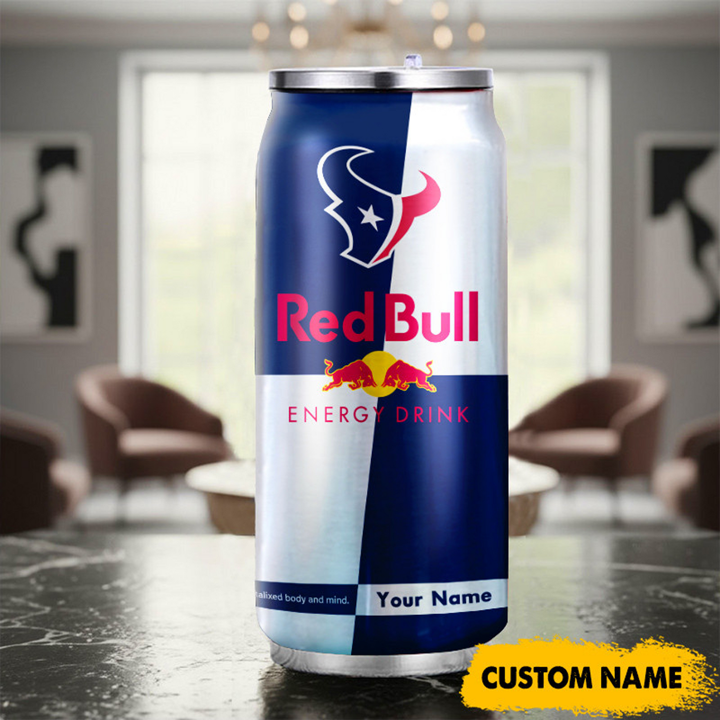 HOU x NFL Mix RedB Drink Can Tumbler Custom Any Name DATND TANTD