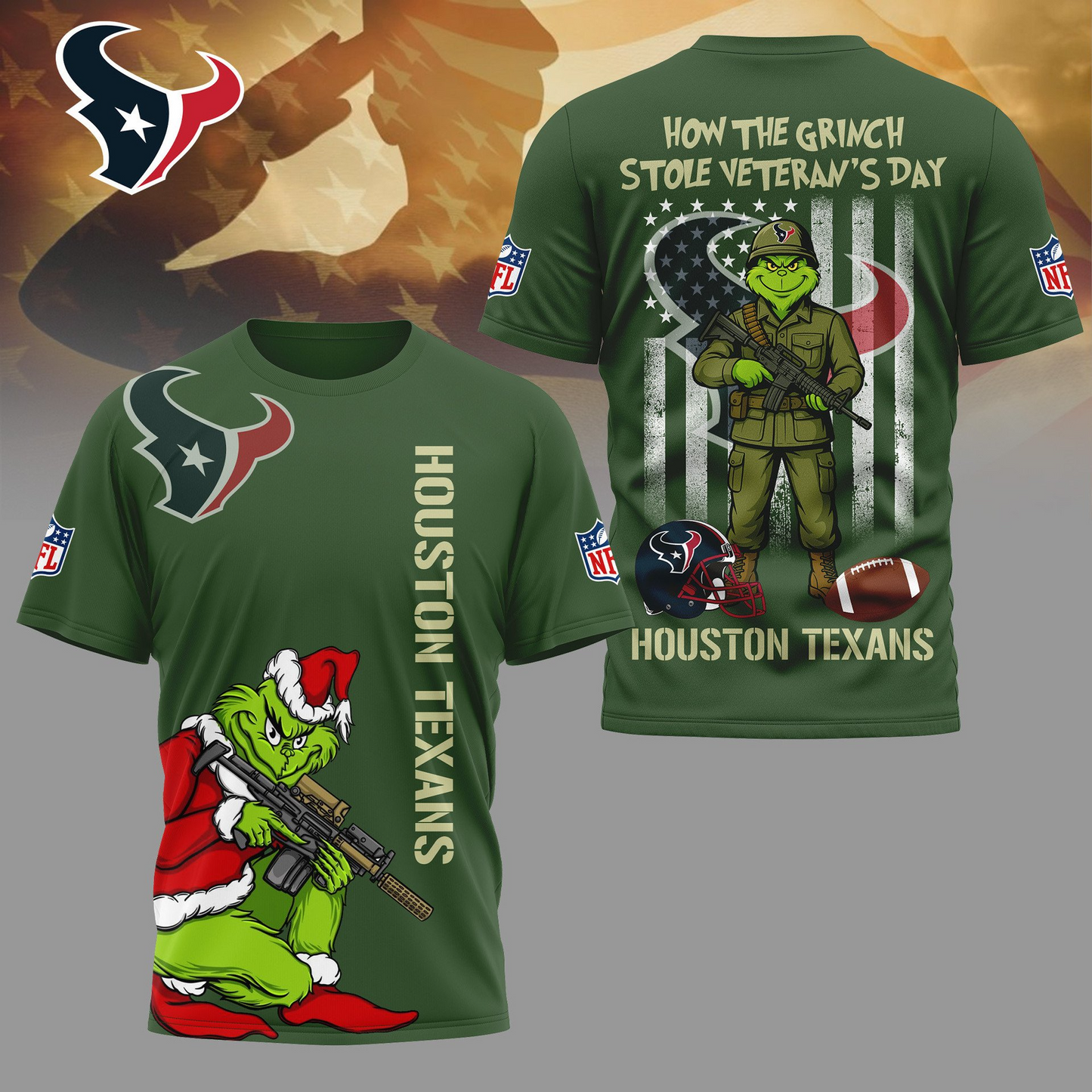 HT Premium NFL The Grinch Salute Veterans DDT CTND