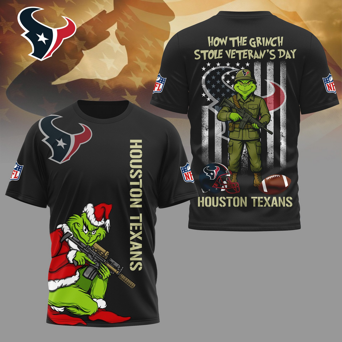 HT Premium NFL The Grinch Salute Veterans DDT CTND