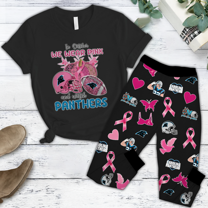 In October We Wear Pink And Watch CAR NFL Pajamas Set DatND DVT