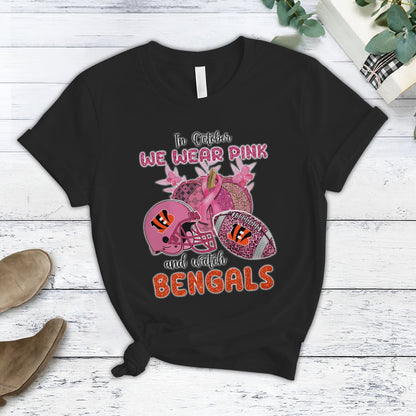 In October We Wear Pink And Watch CIN NFL Pajamas Set DatND DVT