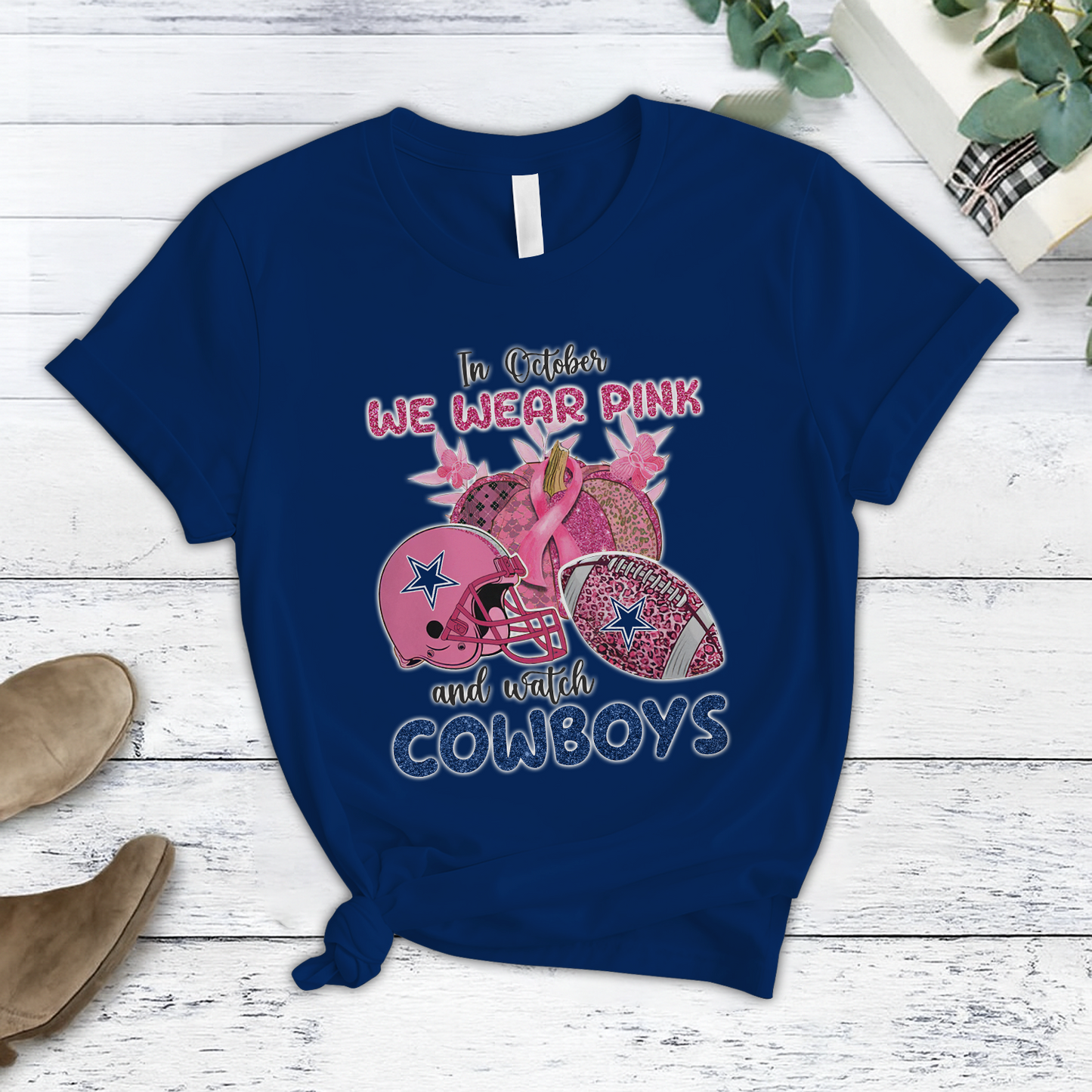 In October We Wear Pink And Watch DAL NFL Pajamas Set DatND DVT