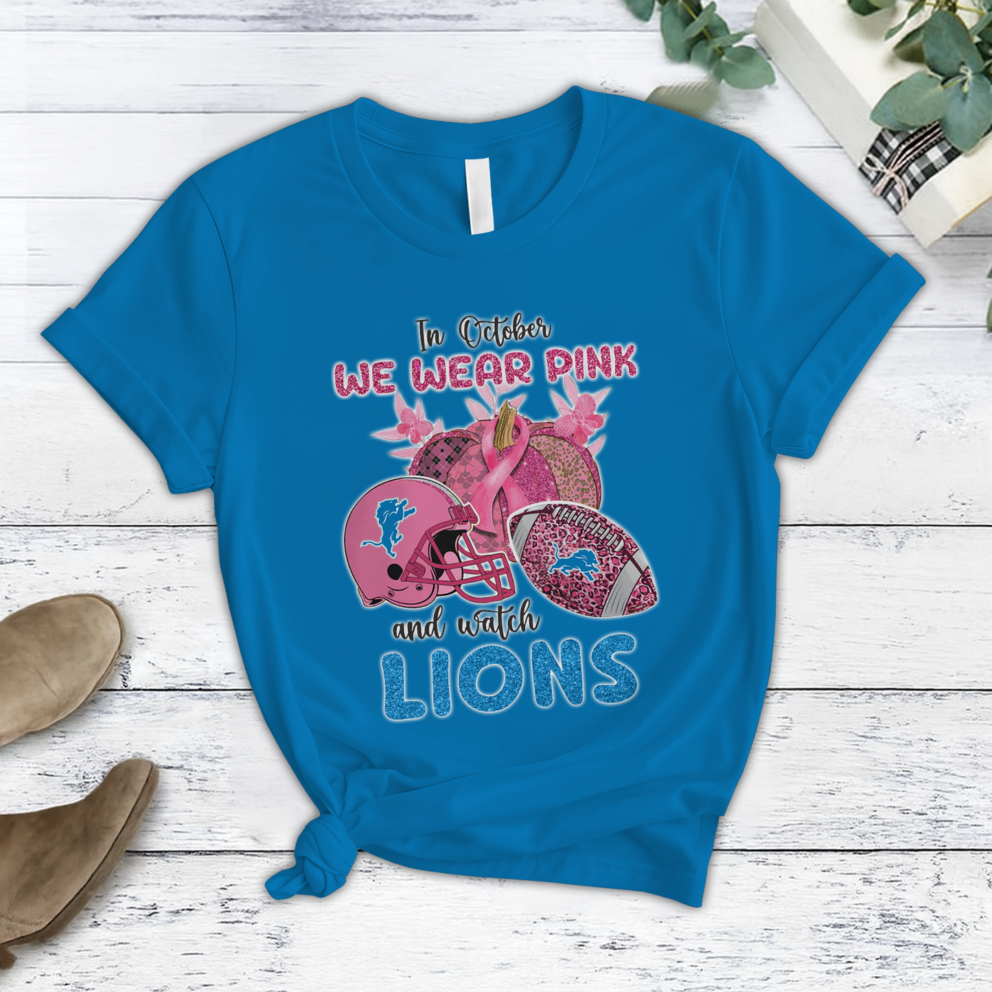 In October We Wear Pink And Watch DET NFL Pajamas Set DatND DVT