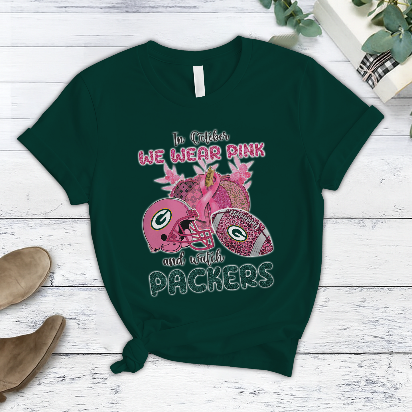 In October We Wear Pink And Watch GB NFL Pajamas Set DatND DVT