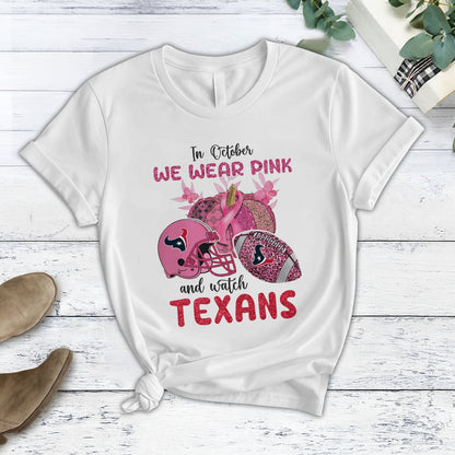 In October We Wear Pink And Watch HOU NFL Pajamas Set DatND DVT