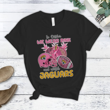 In October We Wear Pink And Watch JAC NFL Pajamas Set DatND DVT