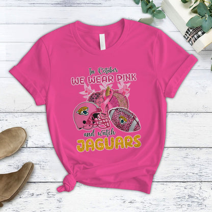 In October We Wear Pink And Watch JAC NFL Pajamas Set DatND DVT