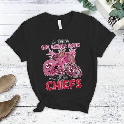 In October We Wear Pink And Watch KC NFL Pajamas Set DatND DVT