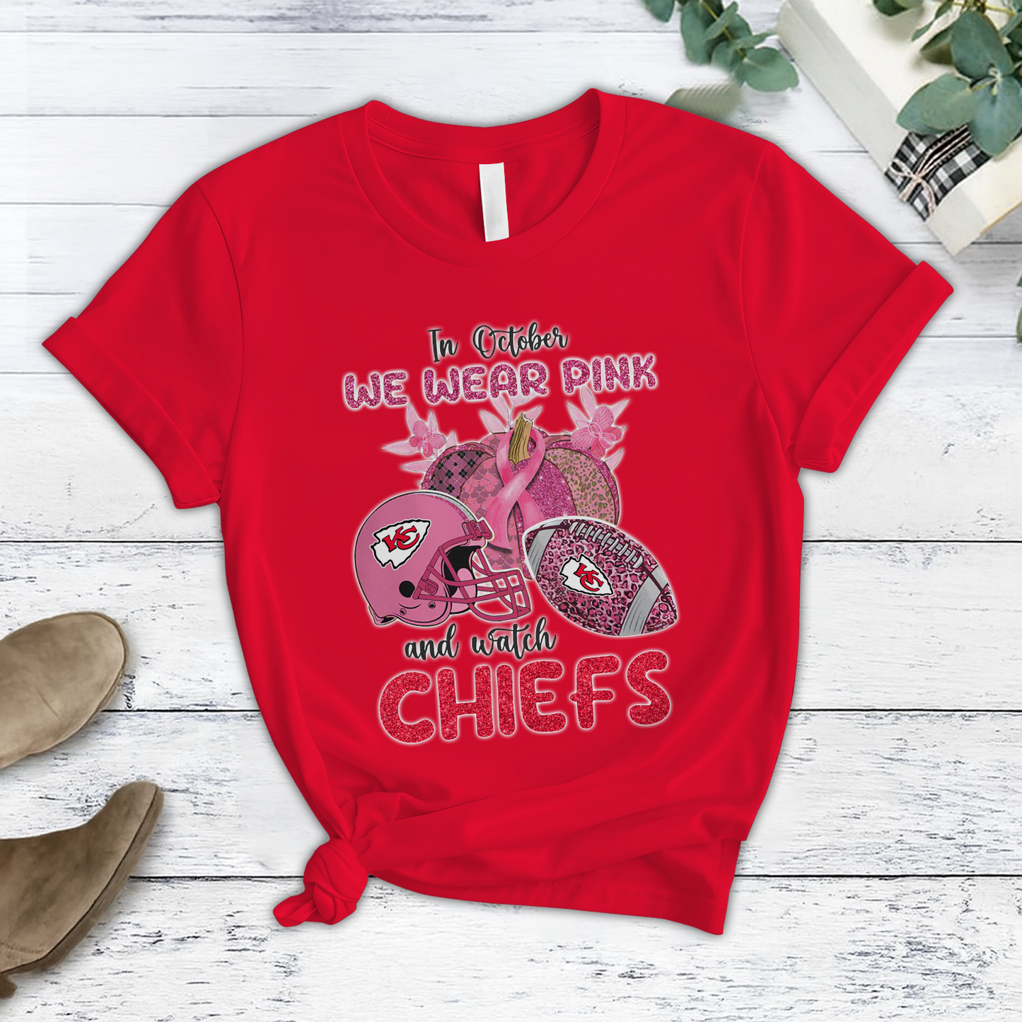 In October We Wear Pink And Watch KC NFL Pajamas Set DatND DVT