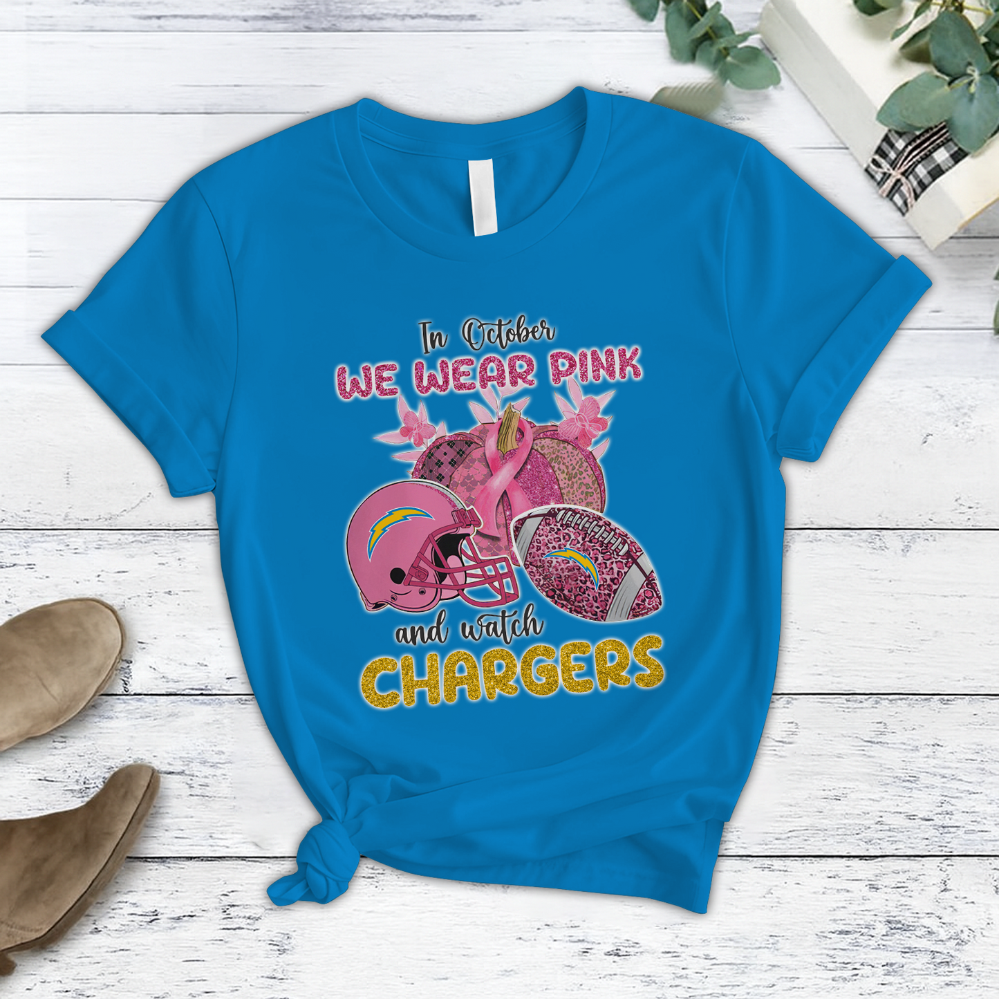 In October We Wear Pink And Watch LAC NFL Pajamas Set DatND DVT