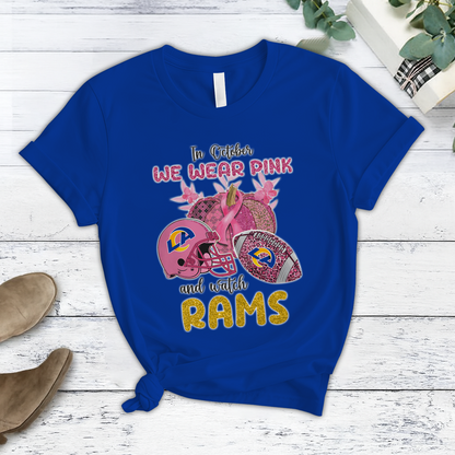 In October We Wear Pink And Watch LAR NFL Pajamas Set DatND DVT
