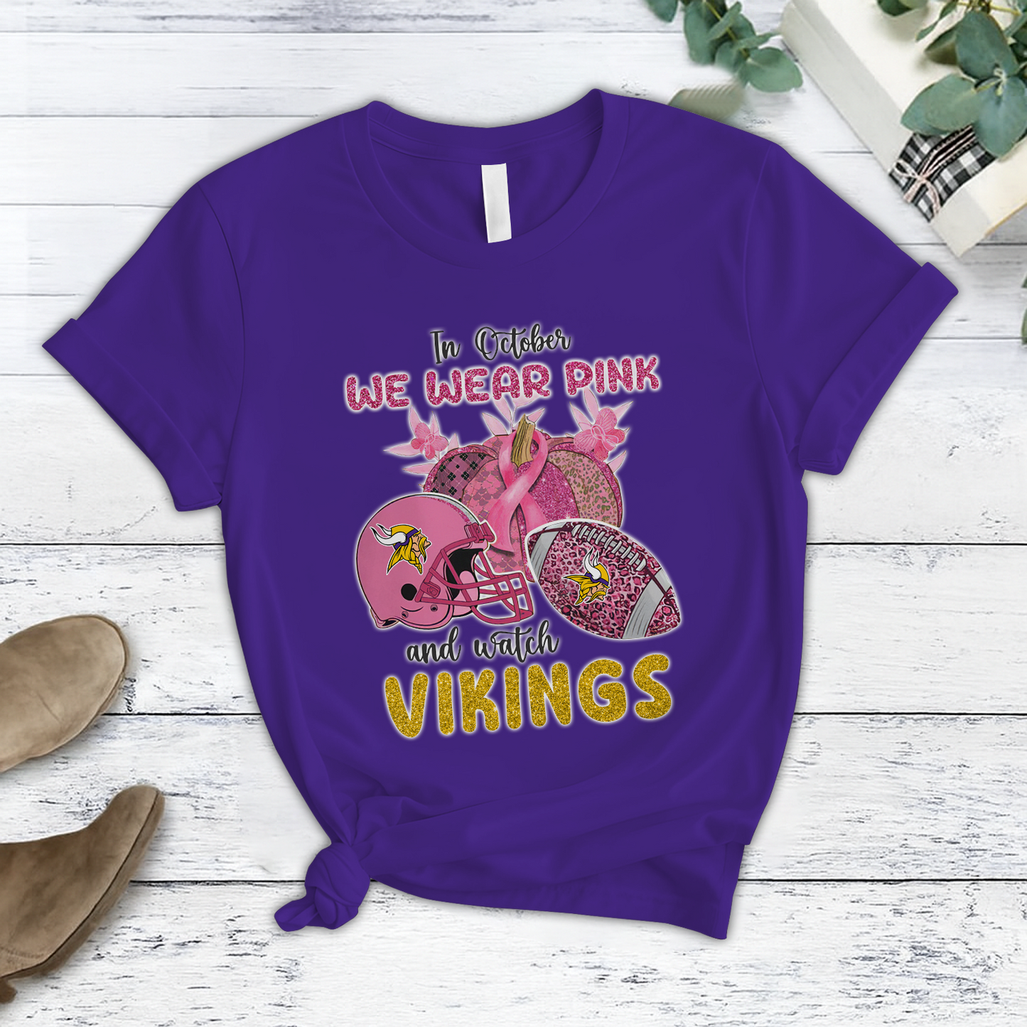 In October We Wear Pink And Watch MIN NFL Pajamas Set DatND DVT