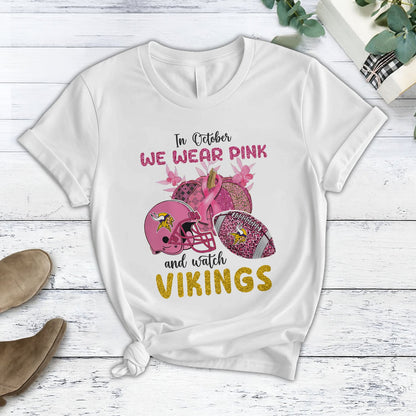 In October We Wear Pink And Watch MIN NFL Pajamas Set DatND DVT