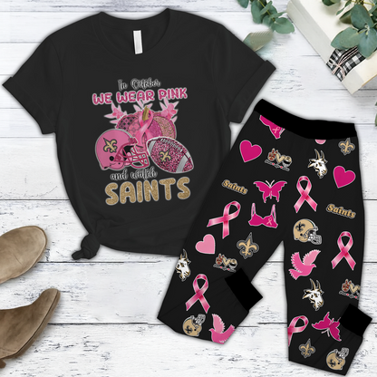 In October We Wear Pink And Watch NO NFL Pajamas Set DatND DVT
