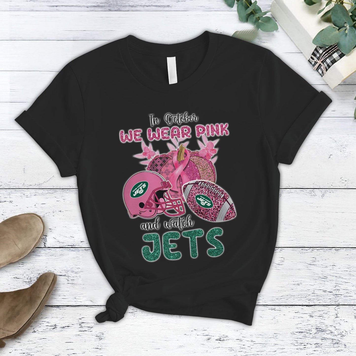In October We Wear Pink And Watch NYJ NFL Pajamas Set DatND DVT