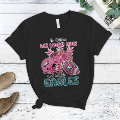 In October We Wear Pink And Watch PHI NFL Pajamas Set DatND DVT