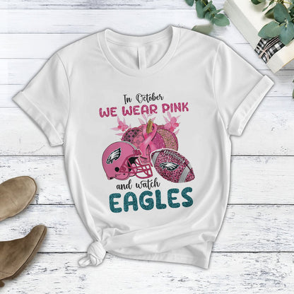 In October We Wear Pink And Watch PHI NFL Pajamas Set DatND DVT