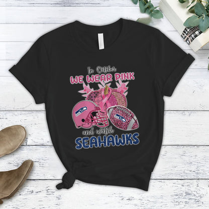 In October We Wear Pink And Watch SEA NFL Pajamas Set DatND DVT