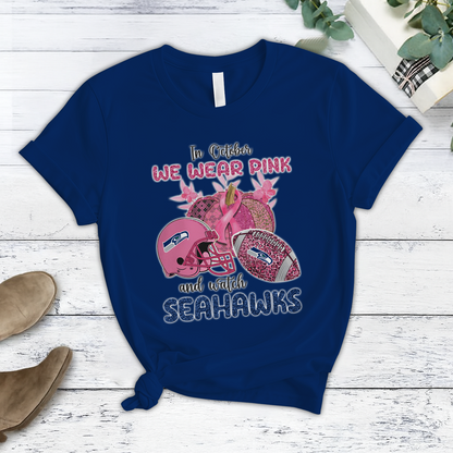 In October We Wear Pink And Watch SEA NFL Pajamas Set DatND DVT