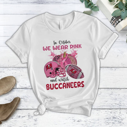 In October We Wear Pink And Watch TB NFL Pajamas Set DatND DVT